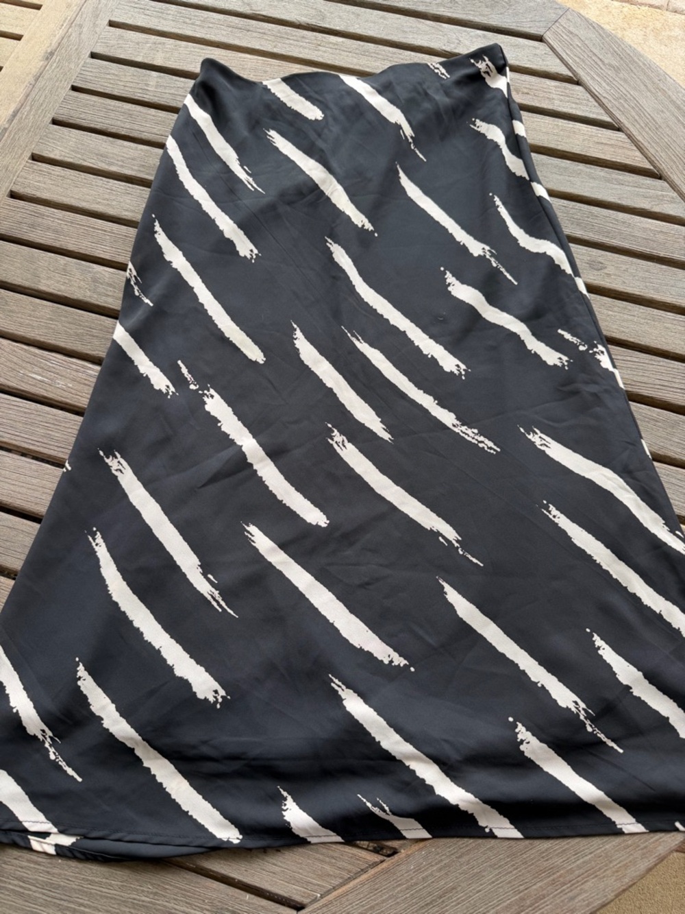 DownEast Black Skirt with Cream Brushstroke Print